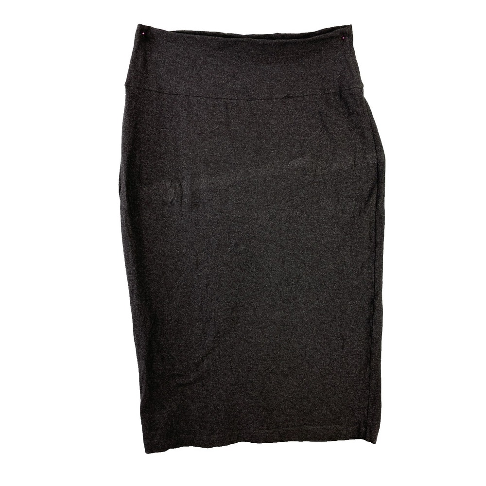 Eileen Fisher Skirt Womens L Gray Knit Midi‎ Pull On Stretch Viscose Blend Flaw